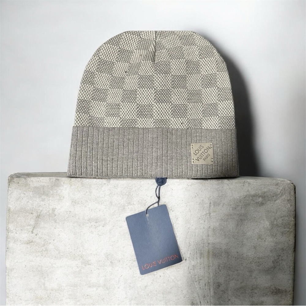 Louis Vuitton Gray Damier Knit Beanie